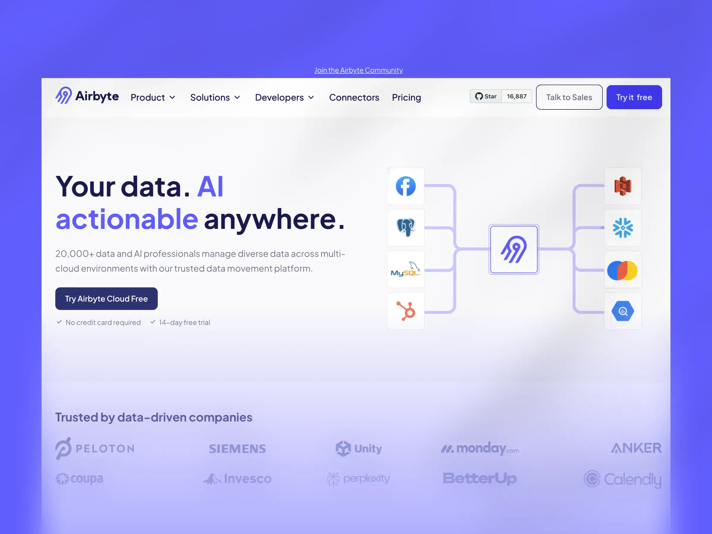 Airbyte Landing Page